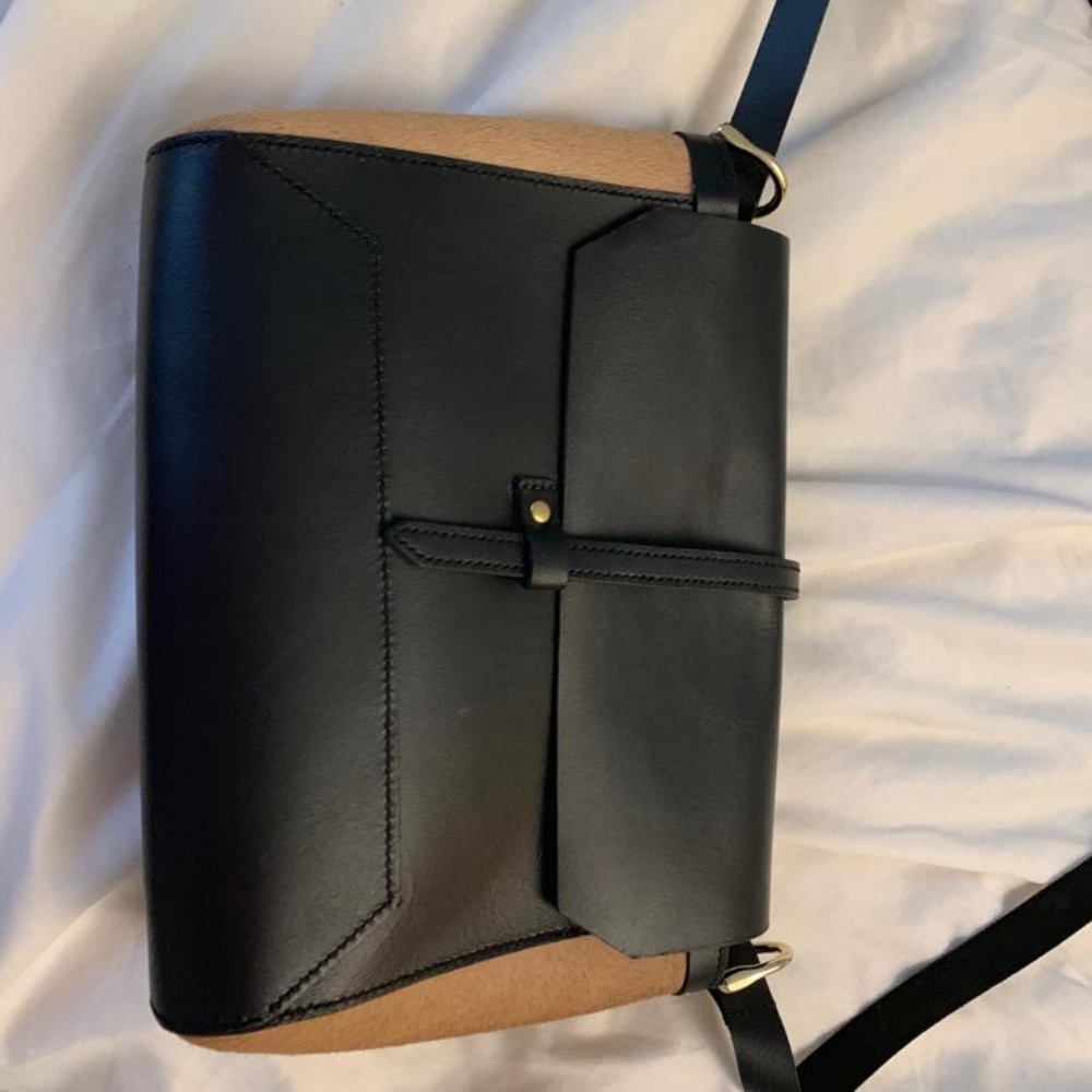 Handcrafted leather camel crossbody